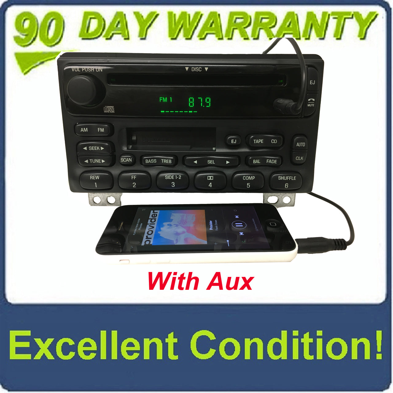 2001 - 2003 FORD EXPLORER Single CD AM FM Radio With Added Aux
