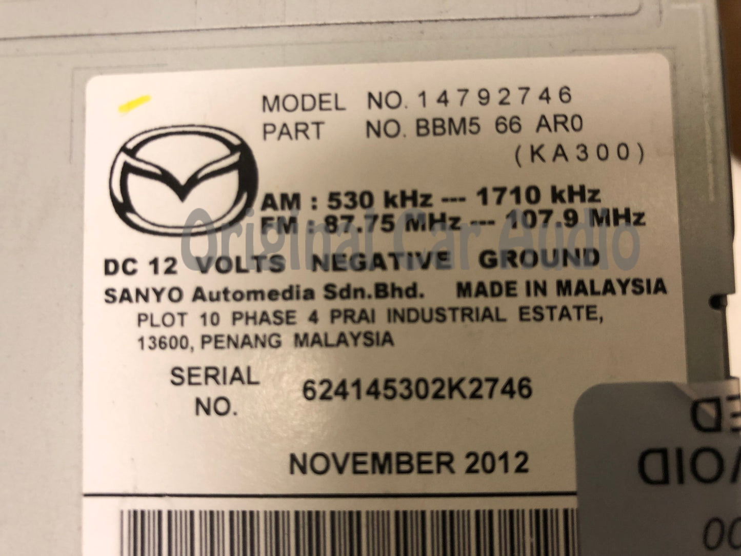 2010 - 2013 Mazda 3 OEM NON-BOSE Single CD AM FM Radio Receiver