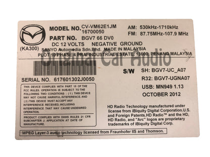 2012 - 2013 Mazda 3 Mazdaspeed 3 OEM BOSE Touch Screen Navigation Multi Media HD Radio Receiver