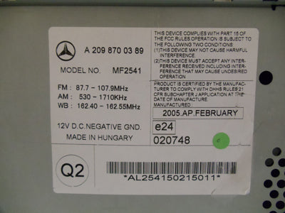 MERCEDES-BENZ CLK350 CLK500 CLK55 209 Type Radio Stereo CD Player OEM MF2541 A209870038 A2098206689 A2098701089 2007 2008 2009
