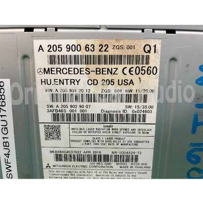 2015 - 2018 Mercedes C-Class OEM Radio Audio Receiver AM FM CD Player No Face