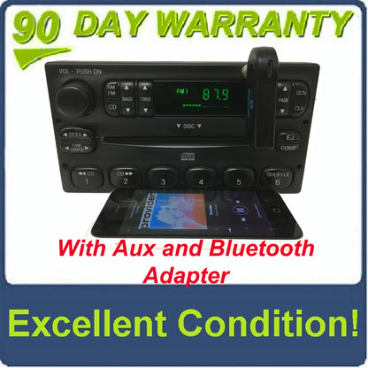 1998 - 2005 Ford Lincoln Mercury  Radio Single CD Player WITH ADDED AUX and Bluetooth Adapter