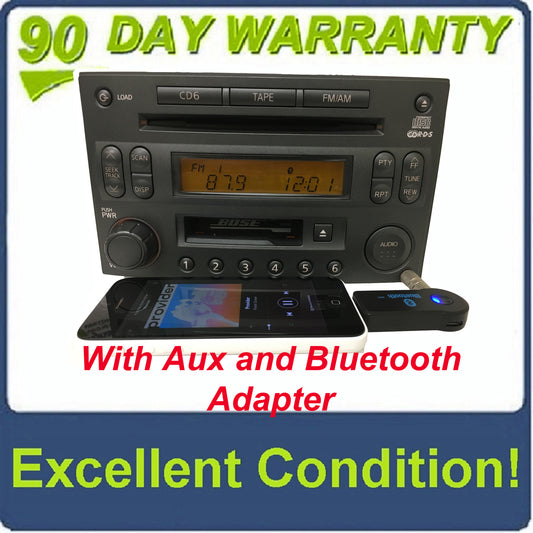 Nissan 350Z BOSE Radio Tape Stereo 6 Disc Changer MP3 CD Player CR160 ADDED AUX and BLUETOOTH ADAPTER