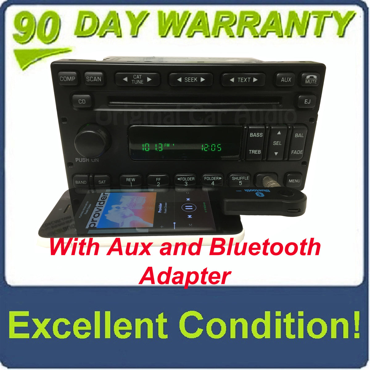 1998 - 2010 Ford Lincoln Mercury Single MP3 CD Player Satellite Radio ADDED AUX and Bluetooth Adapter
