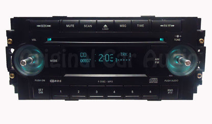 2004 - 2008 Chrysler Jeep Dodge OEM AM FM Radio MP3 6 Disc Changer CD Player Receiver No Knobs RAQ