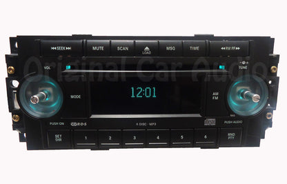 2004 - 2008 Chrysler Jeep Dodge OEM AM FM Radio MP3 6 Disc Changer CD Player Receiver No Knobs RAQ
