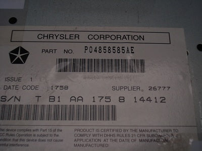 98 99 2000 01 Dodge Jeep Chrysler Radio CD Player