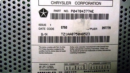 1995 - 2000 Chrysler Jeep Dodge Sebring OEM AM FM Radio Tape Cassette Receiver
