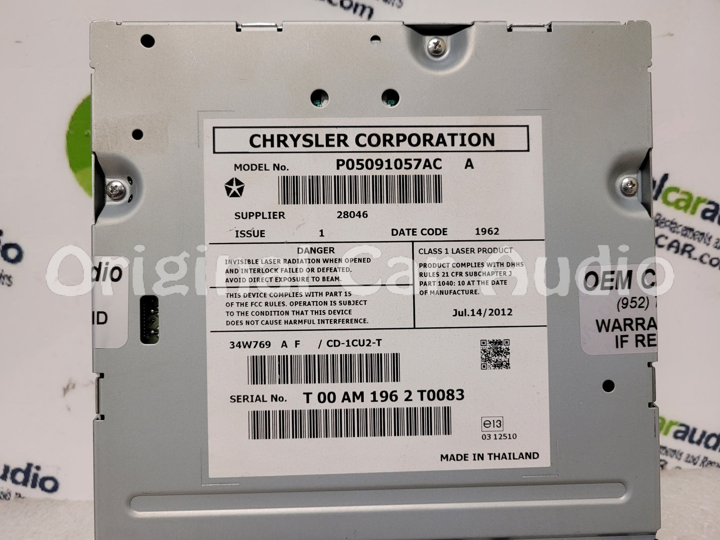 2013 - 2017 Dodge Dart OEM Single CD DVD Player P05091057AC