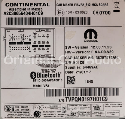 2017 - 2019 Fiat 500 OEM AM FM XM 5" Uconnect Touchscreen VP2 Radio