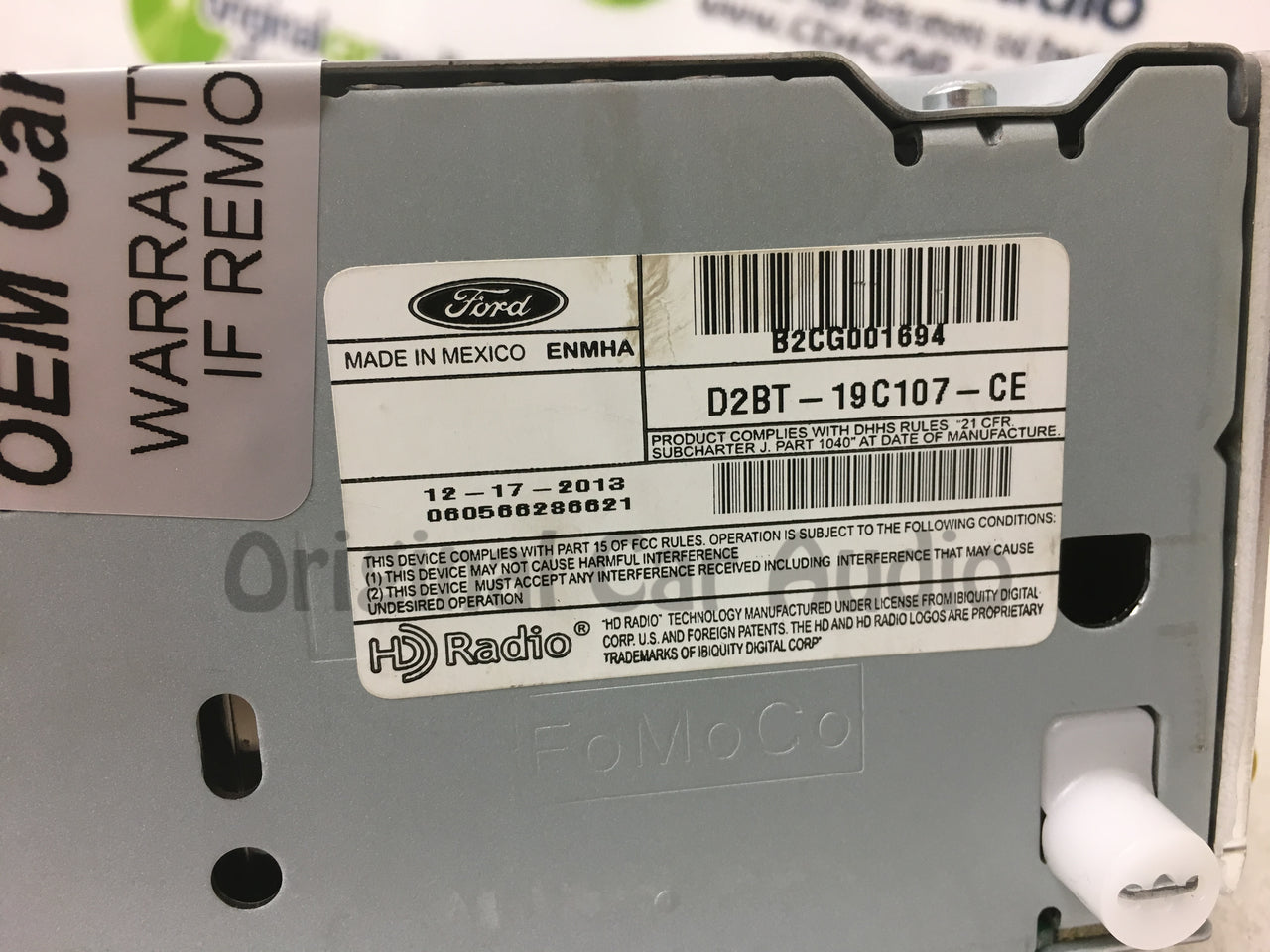 2014 - 2016 Ford Fiesta OEM Single CD SAT AM FM HD Radio Receiver