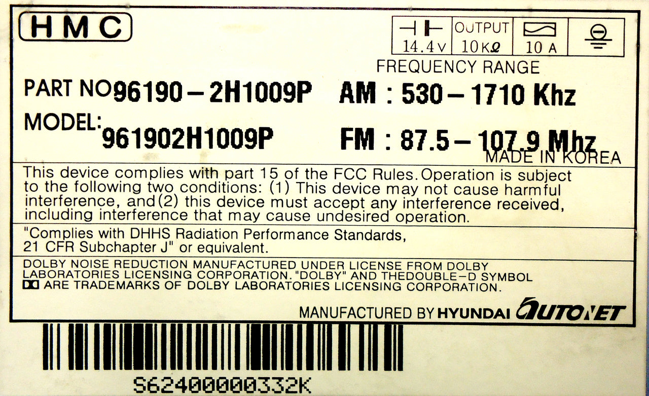 HYUNDAI Elantra AM FM MP3 AUX RADIO 6 DISC CHANGER
