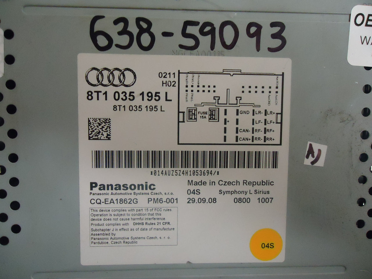 2009 AUDI A4 S4 OEM Symphony Stereo AM FM SAT Radio 6 Disc Changer CD Player