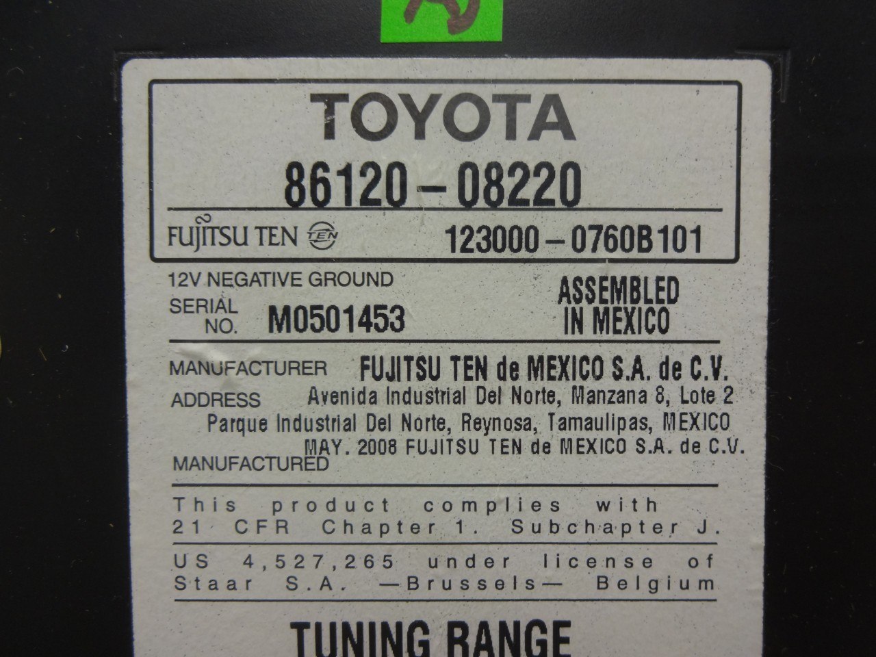 Toyota Sienna Radio MP3 CD Player 86120-AE040 2004 2005 2006 2007 2008 2009 2010