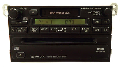 1990 - 1999 TOYOTA 4Runner Avalon Camry Celica Mr2 Seuoia Solara Sienna Tacoma Tundra T100 OEM AM FM Radio Cassette Tape CD Player A56409 16408 34230 T9200