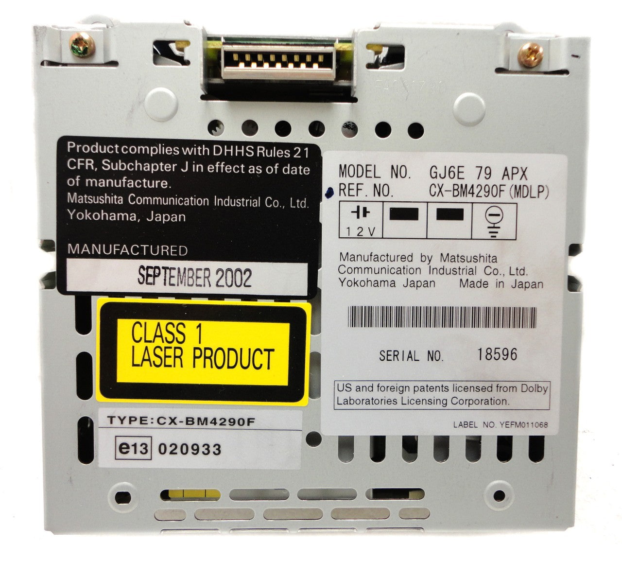 NEW MAZDA Modular MD Mini Disc Player 6 MX-5 Miata RX-8 Tribute 626 Millenia 2001 2002 2003 2004 2005 2006 2007 GJ6E 79 APX GJ6E79APX OEM