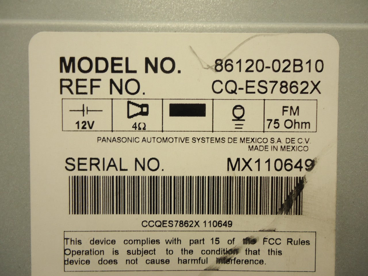 NEW TOYOTA Corolla Satellite Radio 6 Disc Changer MP3 CD Player A518A2 86120-02B10 2009 2010 2011 OEM