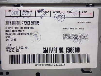 Unlocked NEW Pontiac Satellite Radio Cd Disc Player Aux Sat XM 15798243 OEM