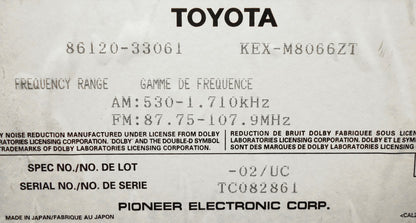 1997 1998 1999 LEXUS ES300 AM FM Radio Stereo Tape Cassette Player P1713 OEM 86120-33060 or 86120-33061
