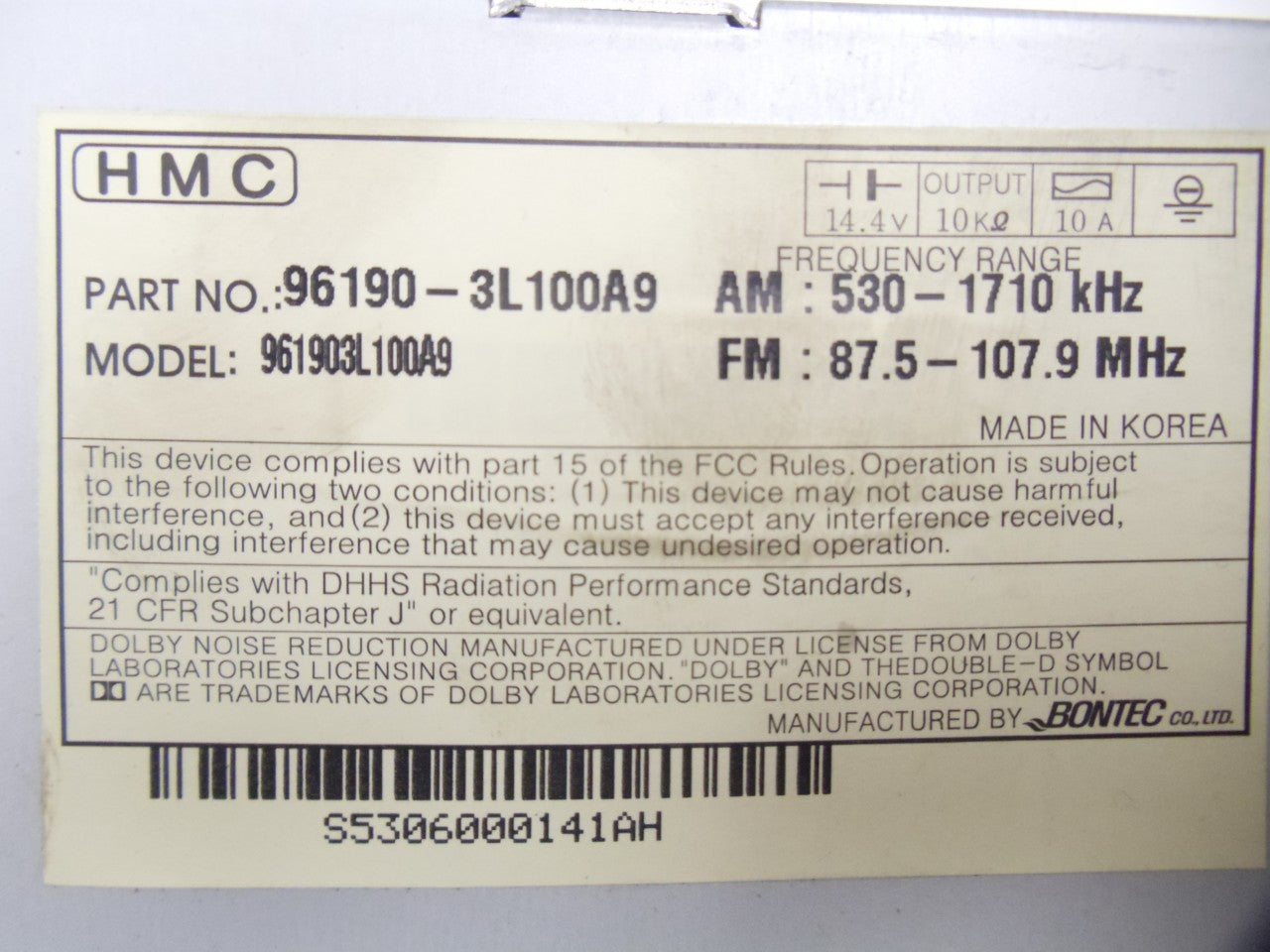 Hyundai Azera 6 Disc CD Changer Player Radio MP3 2006 2007 2008 TAN