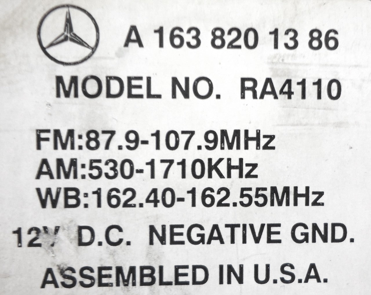 00 01 02 03 04 05 MERCEDES-BENZ Navigation-READY 7-PIN Radio Tape Cassette Player LCD Display Screen Monitor OEM RA4110 ML320 ML350 ML430 ML500 ML55 2000 2001 2002 2003 2004 2005