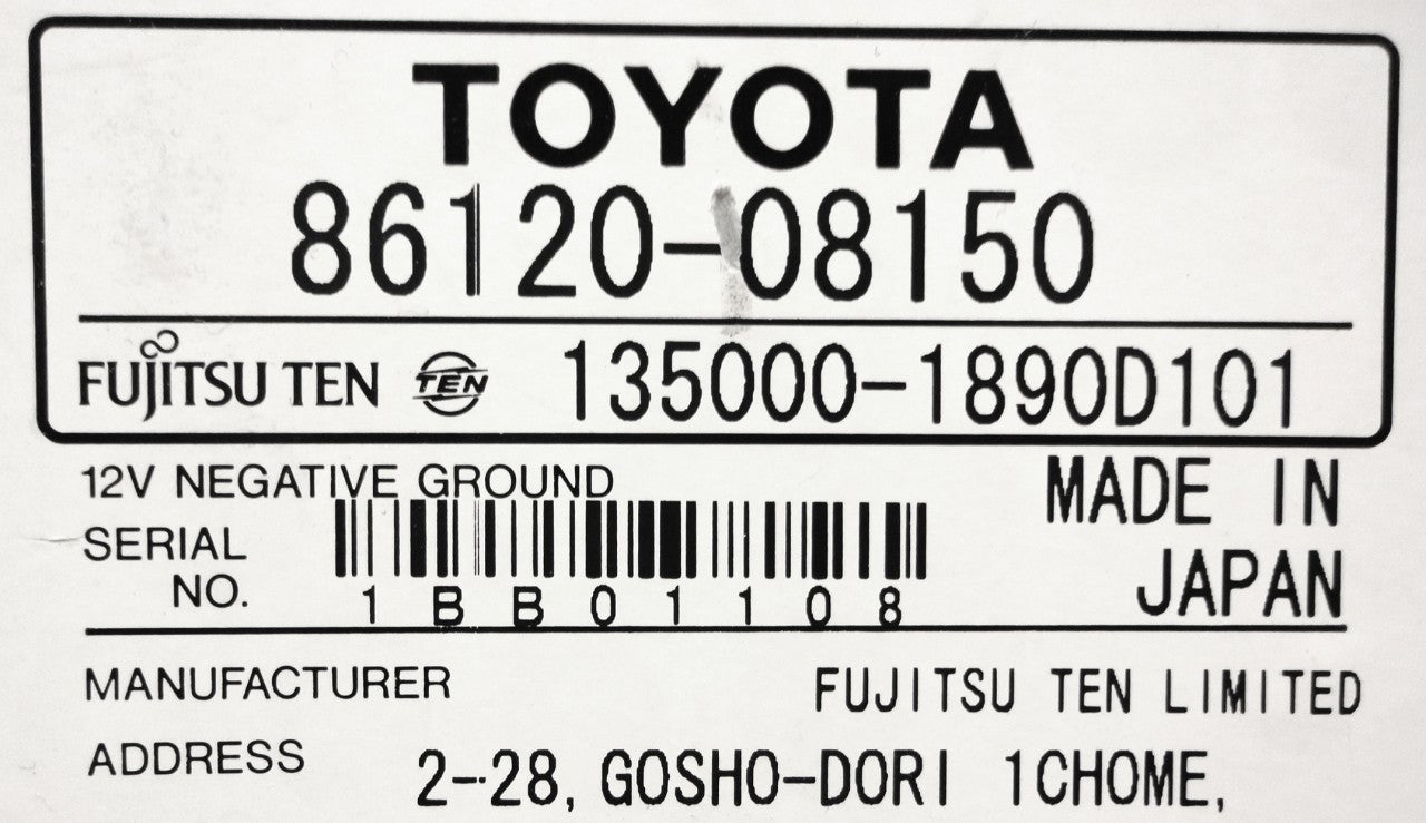 TOYOTA Sienna JBL Navigation GPS LCD Display Screen Monitor Radio CD Tape Player 17005 86120-08150 2004 2005 OEM