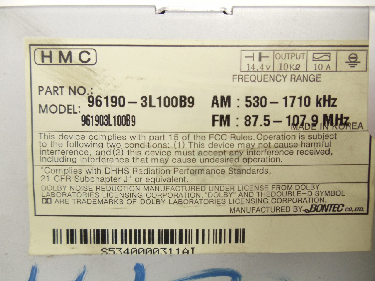 2006 2007 2008 Hyundai Azera OEM 6 Disc CD Changer Player AM FM Radio Receiver GREY