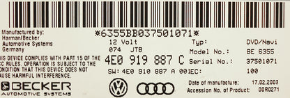 AUDI A8 A6 S6 MMI Navigation System DVD Drive