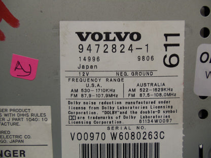 VOLVO S80 S-80 Radio Stereo CD Tape Player Hu-611 Light Gray 1999 2000 2001 2002 2003