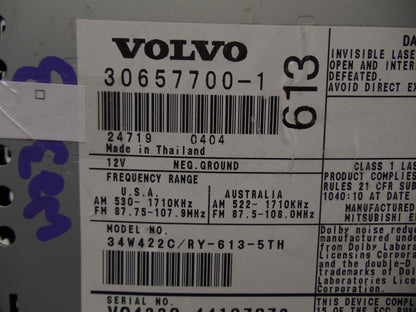 VOLVO S60 V70 S-60 V-70 Radio Stereo Tape CD Player Hu-613 Dark 2003 2004 2005