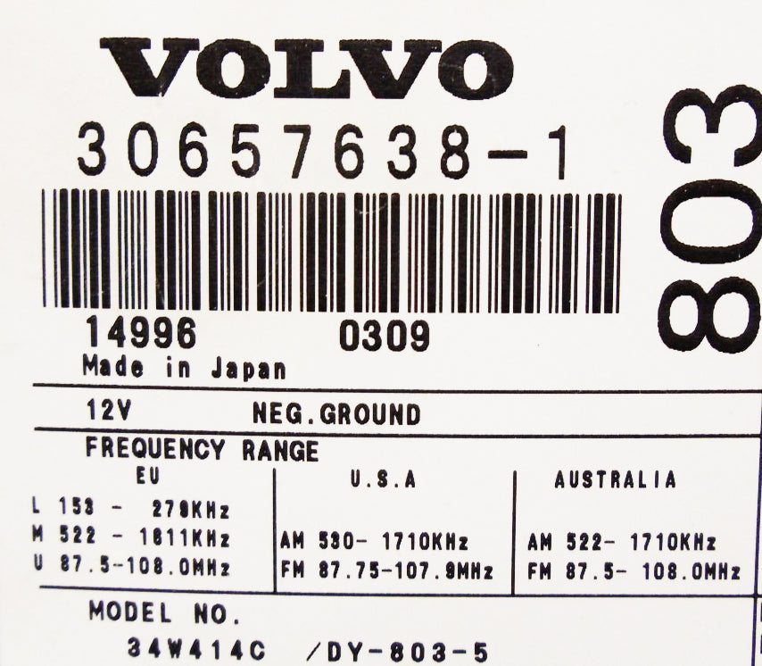 01 02 03 04 05 VOLVO S60 V70 S-60 V-70 Radio Stereo 4 Disc Changer CD Player HU-803 HU803 2001 2002 2003 2004 2005