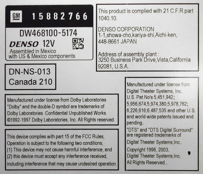 Unlocked GMC Chevrolet Navigation GPS Radio OEM Receiver