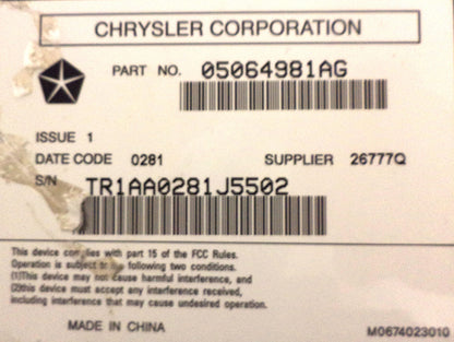 2011 - 2014 CHRYSLER DODGE 300 Charger OEM Radio Stereo Amp Amplifier Audio