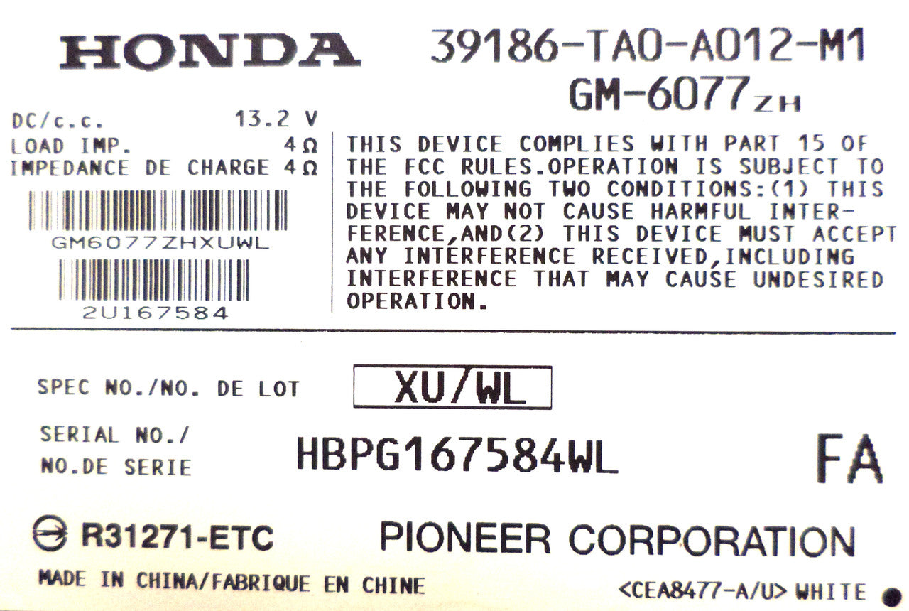 2008 2009 2010 2011 2012 HONDA Accord OEM Stereo Amp Amplifier Audio
