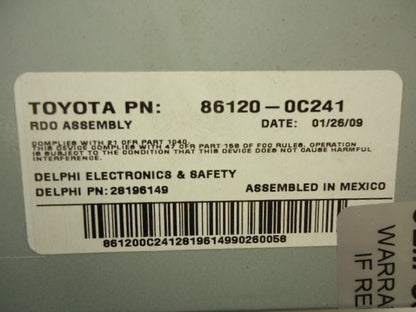TOYOTA Sequoia Radio Stereo MP3 CD Player AD1805 AUX 2008 2009 2010