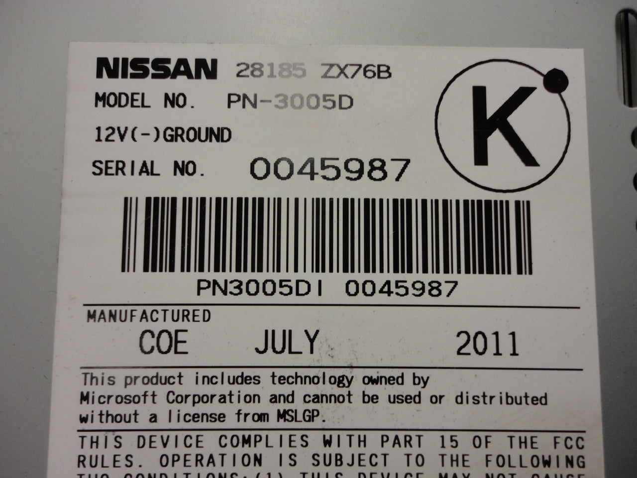2011 NEW Nissan MAXIMA RDS OEM Radio BOSE AUX MP3 6 Disc CD CY09H 28185-ZX76B