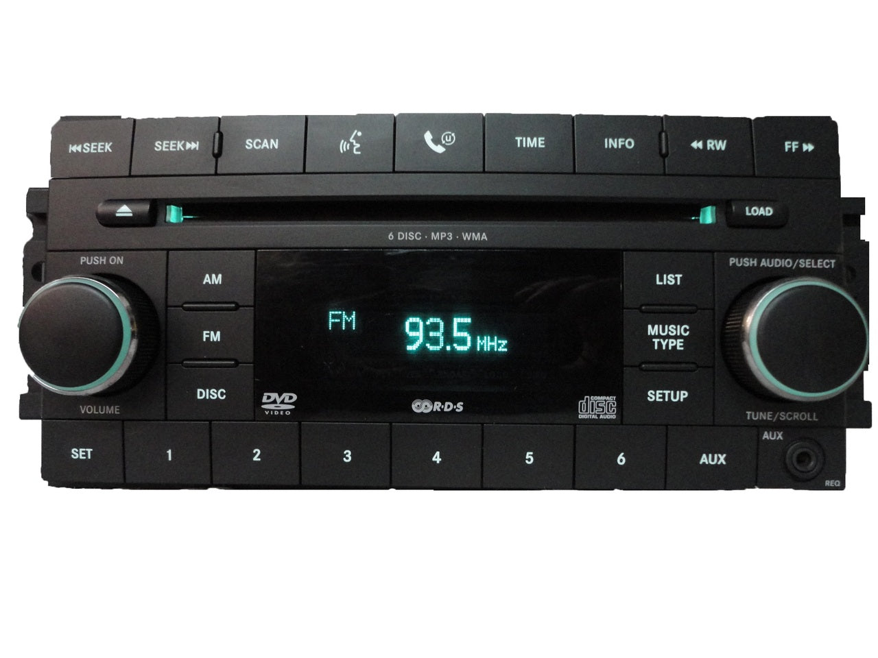 2007 - 2012 Chrysler Jeep Dodge OEM AM FM Radio AUX Port MP3 DVD 6 CD Changer Receiver REQ