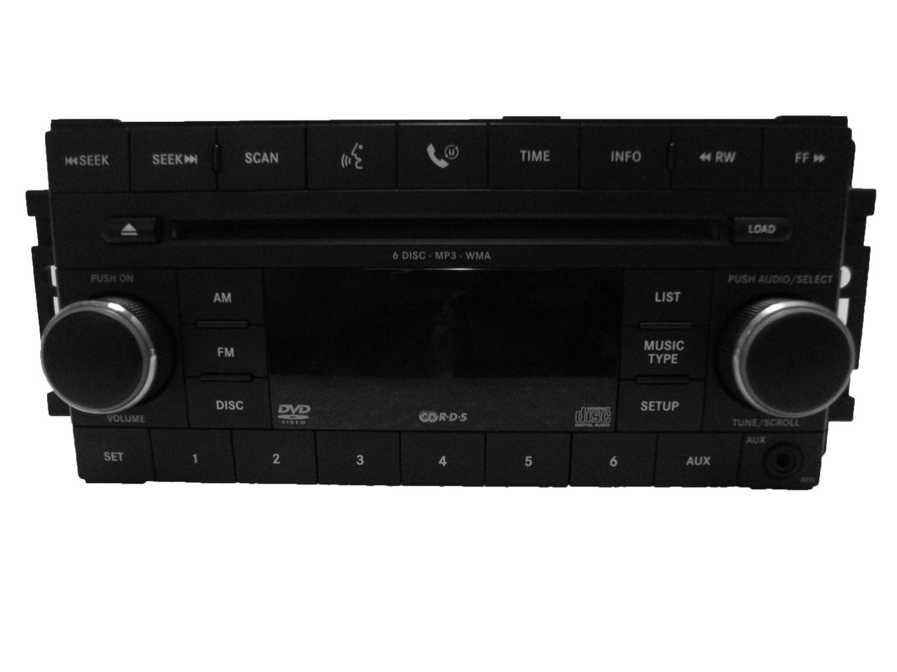 2007 - 2012 Chrysler Jeep Dodge OEM AM FM Radio AUX Port MP3 DVD 6 CD Changer Receiver REQ