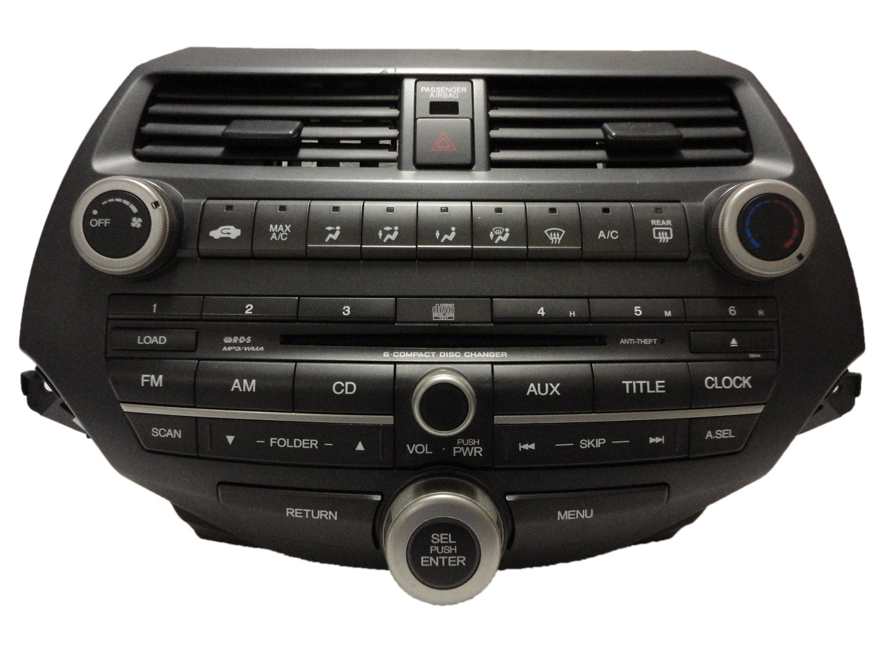 2008 - 2010 Honda ACCORD OEM Radio RDS AUX MP3 6 Disc CD Player Climate Controls 3BA4 w/Trim & AC