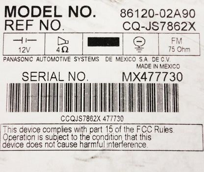Toyota Corolla FMAM Satellite Radio CD Player 2009-2010