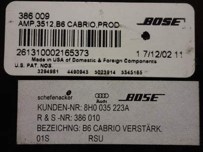 06 07 08 Audi A4 S4 RS4 Cabrio Amplifier BOSE AMP 8H0 035 223A