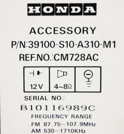 1998 1999 2000 2001 2002 Honda Accord Radio and Tape Player