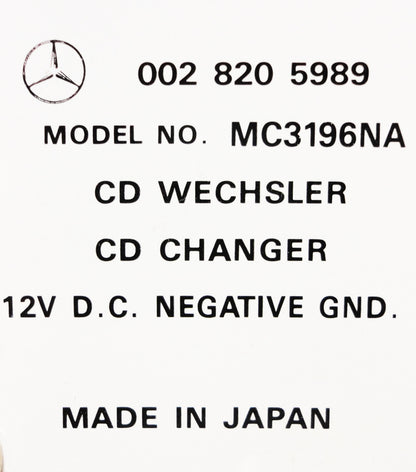 1994 - 1999 Mercedes-Benz OEM Remote Slave 6 CD Disc Changer Player MC3196NA, A0028205989, A 002 820 59 89, A 002 820 5989
