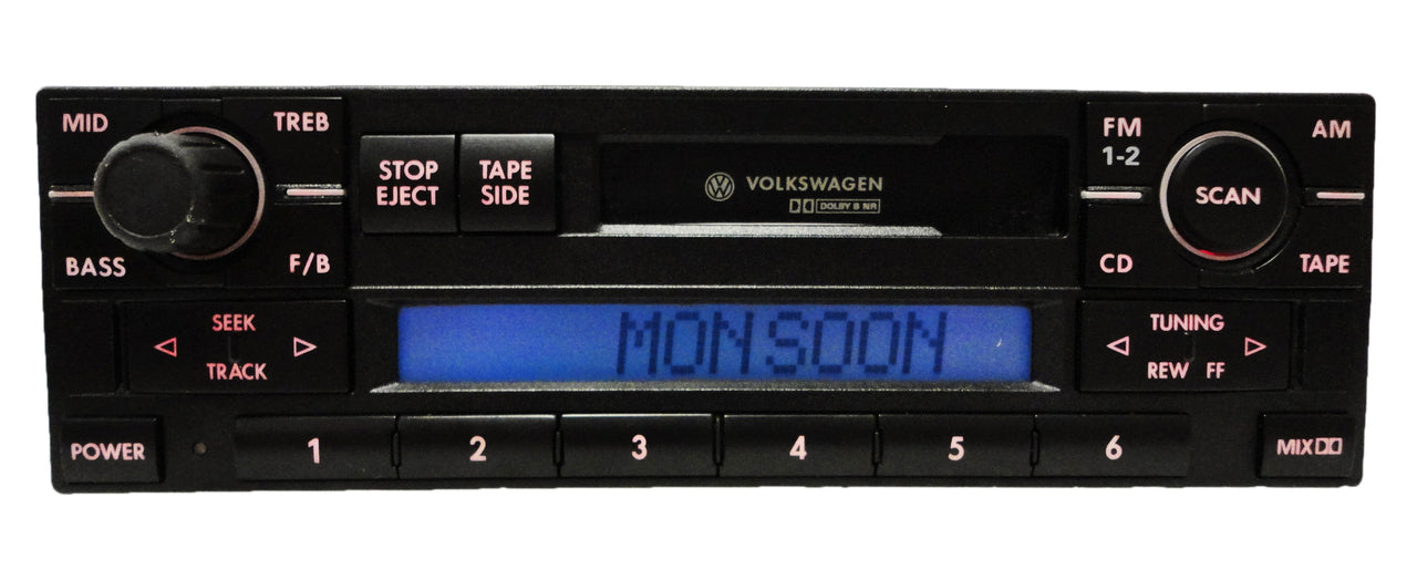 98 99 00 01 02 VW VOLKSWAGEN Golf GTI Jetta Passat Eurovan Cabrio Monsoon AM FM Radio Stereo Tape Cassette Player 1998 1999 2000 2001 2002