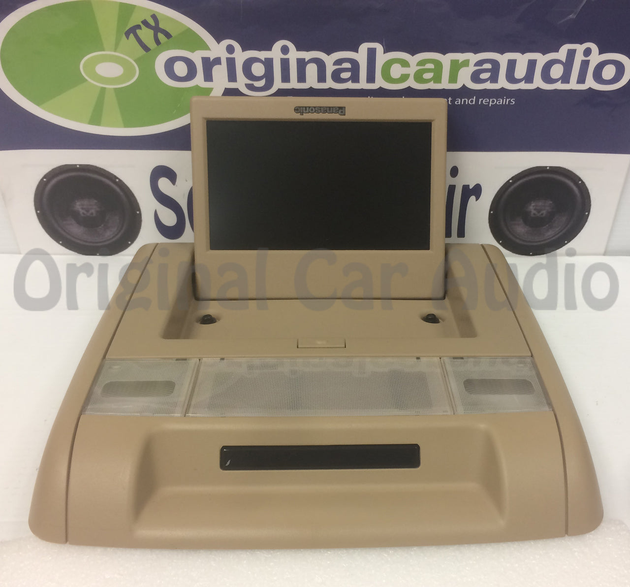 GMC Chevy Overhead DVD Screen TAN Rear Entertainment With Surrounding Bezel