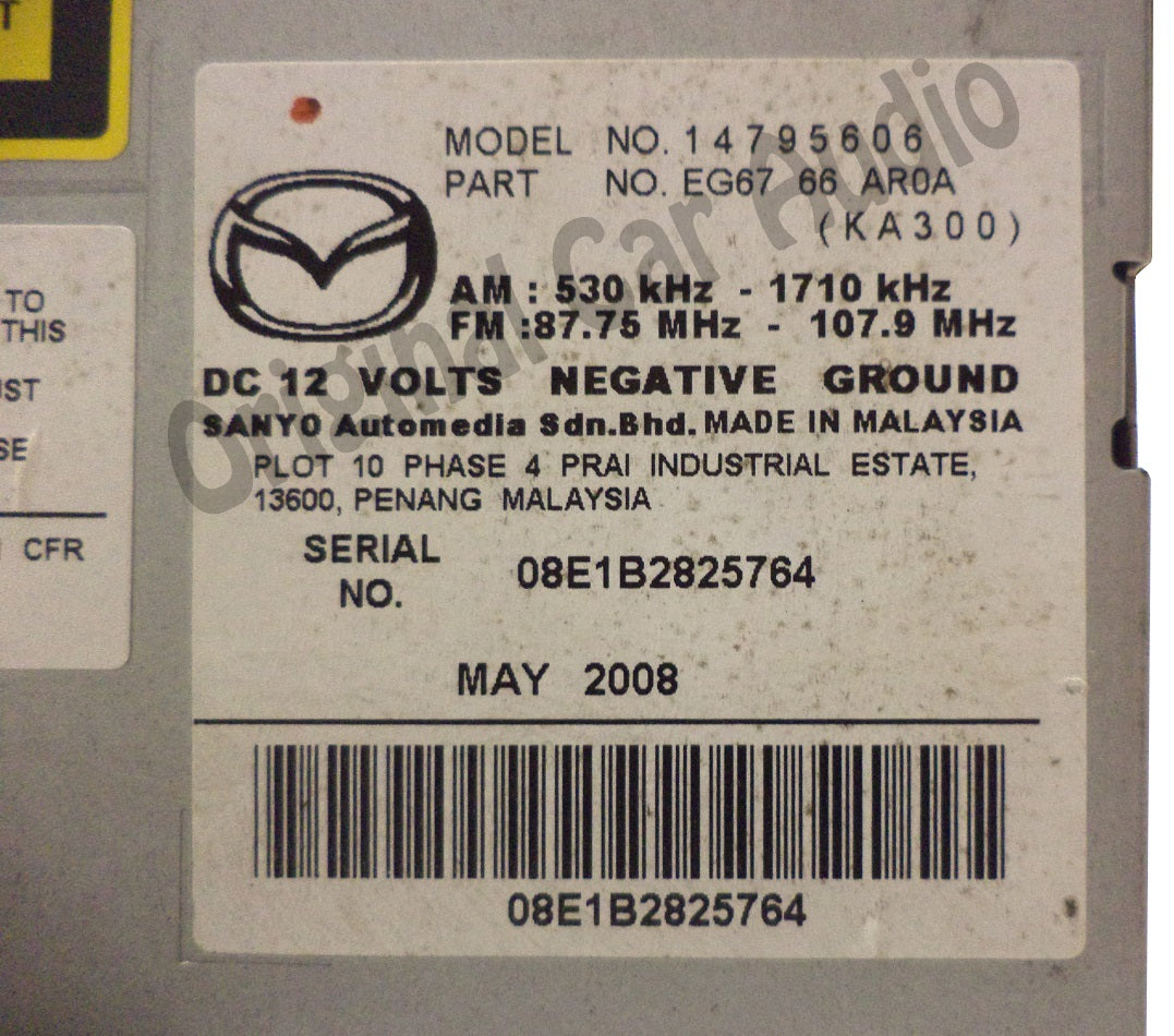 2007 - 2009 Mazda CX-7 CX7 Radio MP3 Single CD Player Satellite Receiver