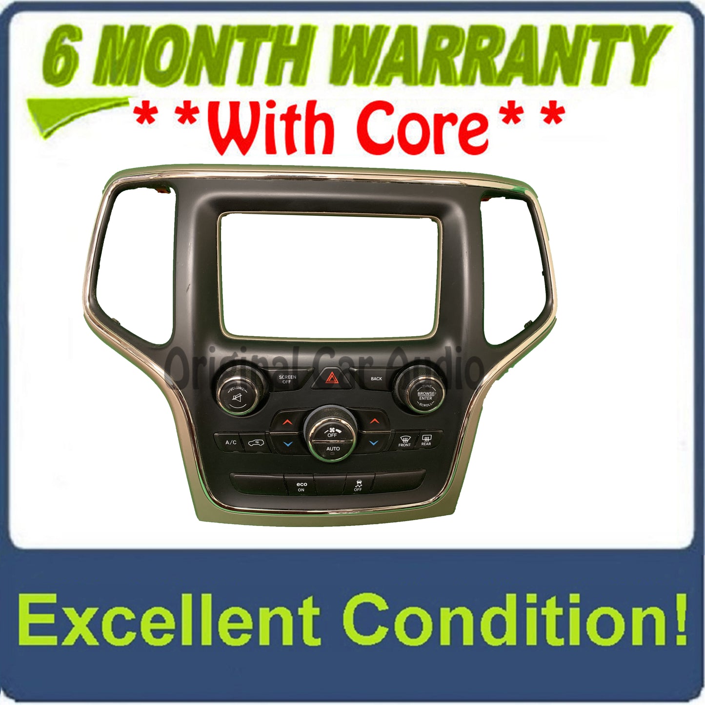 2014 - 2016 Jeep Grand Cherokee OEM 5" Touch Screen Radio Bezel Dual Zone Climate Control PANEL ONLY