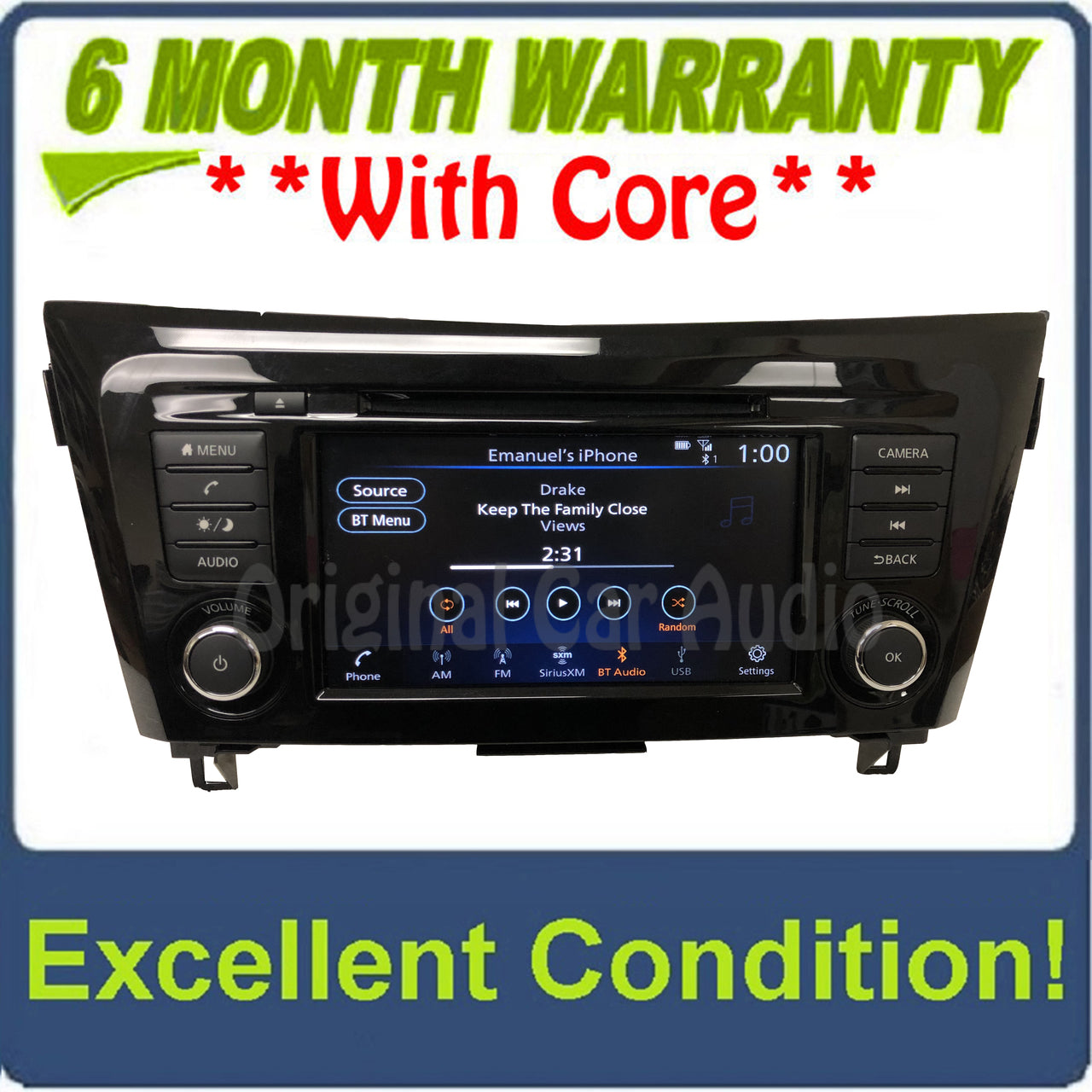 2017 - 2019 Nissan Rogue OEM Car Play Android Auto Single CD AM FM SAT Radio Multi Media Receiver