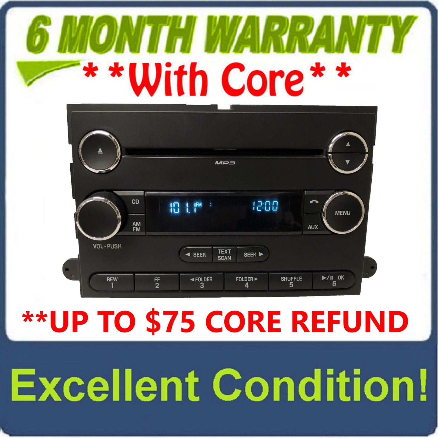 2011 - 2015 Ford F250 / F350 Super Duty OEM Premium 12 Volt Single CD AM FM Radio