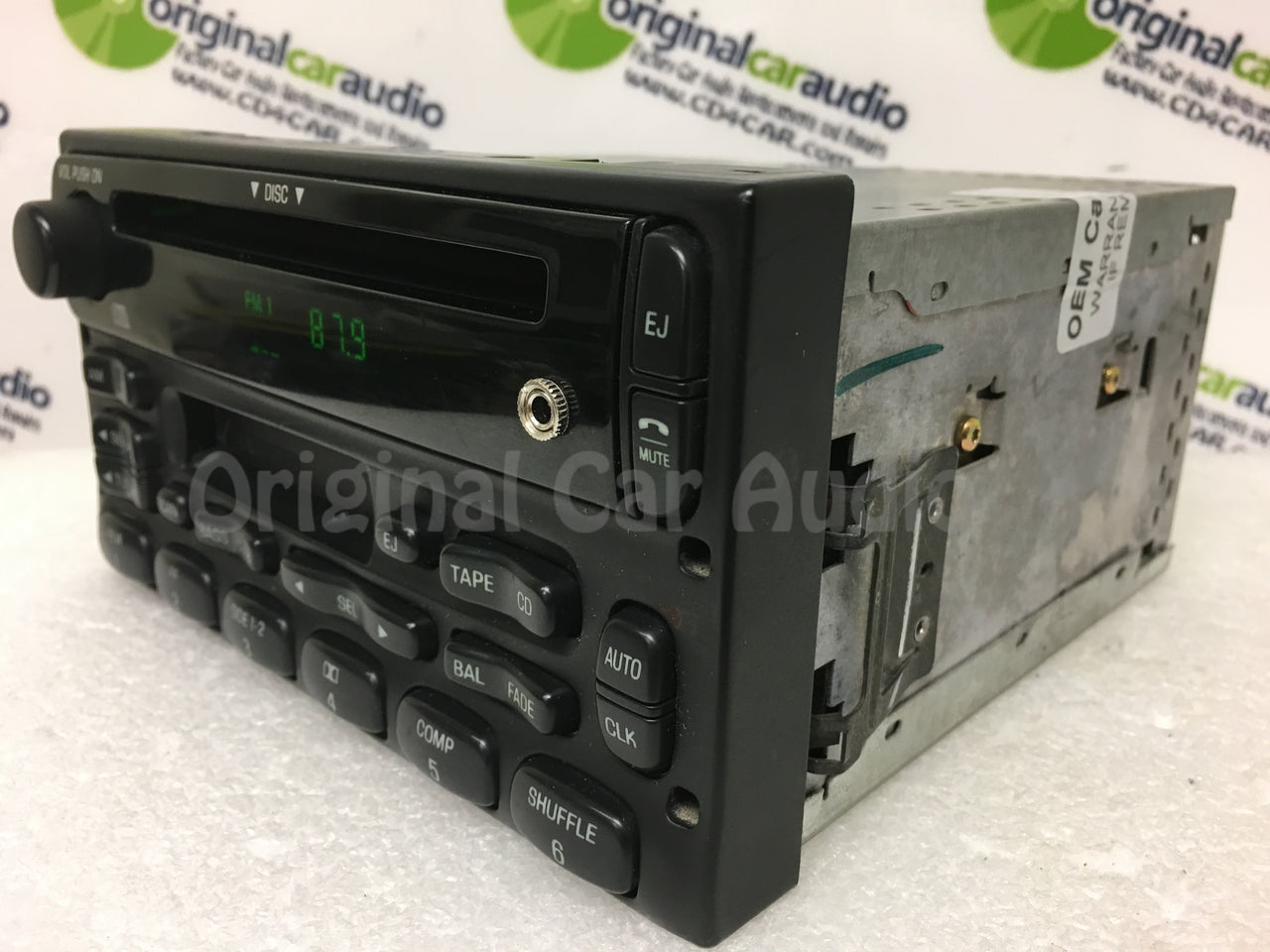 1998 - 2005 Ford Lincoln Mercury OEM Single CD  AM FM Radio WITH ADDED AUX and Bluetooth Adapter